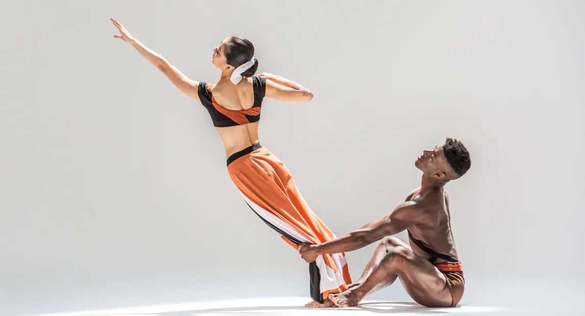 Xin Ying and Lloyd Knight in Martha Graham’s Dark Meadow Suite; photo by Brigid Pierce.