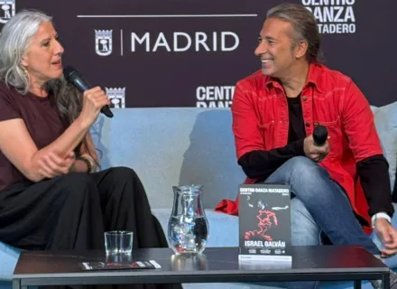 María Pagés e Israel Galván, durante la rueda de prensa, este jueves, 4 de junio, en Nave 16.1 de Centro Danza Matadero