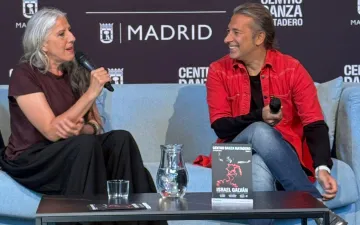 María Pagés e Israel Galván, durante la rueda de prensa, este jueves, 4 de junio, en Nave 16.1 de Centro Danza Matadero